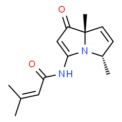 ChemSpider 2D Image | N-[(5S,7aS)-5,7a-Dimethyl-1-oxo-5,7a-dihydro-1H-pyrrolizin-3-yl]-3-methyl-2-butenamide | C14H18N2O2