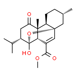 ChemSpider 2D Image | Methyl (1R,3S,6R,7R,10S,11R,12R)-11-hydroxy-10-isopropyl-3,7-dimethyl-8-oxo-15-oxatetracyclo[9.3.1.0~1,6~.0~7,12~]pentadec-13-ene-13-carboxylate | C21H30O5