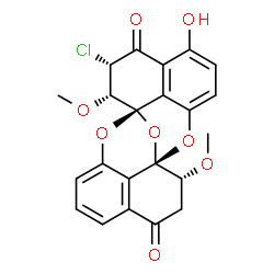 ChemSpider 2D Image | (1S,9S,10S,11S,20R)-9-Chloro-6-hydroxy-10,20-dimethoxy-2,12,21-trioxahexacyclo[9.9.1.1~1,13~.1~3,7~.0~11,23~.0~17,22~]tricosa-3(23),4,6,13(22),14,16-hexaene-8,18-dione | C22H17ClO8