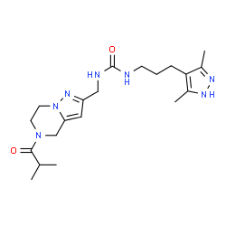 ChemSpider 2D Image | 1-[3-(3,5-Dimethyl-1H-pyrazol-4-yl)propyl]-3-[(5-isobutyryl-4,5,6,7-tetrahydropyrazolo[1,5-a]pyrazin-2-yl)methyl]urea | C20H31N7O2