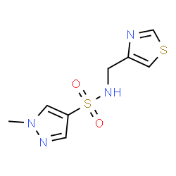 ChemSpider 2D Image | 1-Methyl-N-(1,3-thiazol-4-ylmethyl)-1H-pyrazole-4-sulfonamide | C8H10N4O2S2