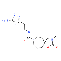 ChemSpider 2D Image | N-[2-(5-Amino-1H-1,2,4-triazol-3-yl)ethyl]-3-methyl-2-oxo-1-oxa-3,8-diazaspiro[4.6]undecane-8-carboxamide | C14H23N7O3