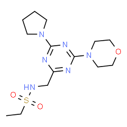 ChemSpider 2D Image | N-{[4-(4-Morpholinyl)-6-(1-pyrrolidinyl)-1,3,5-triazin-2-yl]methyl}ethanesulfonamide | C14H24N6O3S