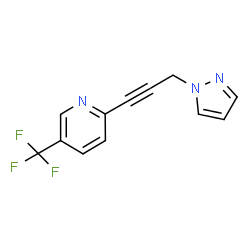 ChemSpider 2D Image | 2-[3-(1H-Pyrazol-1-yl)-1-propyn-1-yl]-5-(trifluoromethyl)pyridine | C12H8F3N3