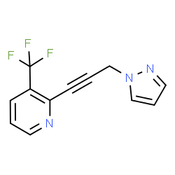 ChemSpider 2D Image | 2-[3-(1H-Pyrazol-1-yl)-1-propyn-1-yl]-3-(trifluoromethyl)pyridine | C12H8F3N3