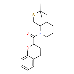 ChemSpider 2D Image | 3,4-Dihydro-2H-chromen-2-yl(2-{[(2-methyl-2-propanyl)sulfanyl]methyl}-1-piperidinyl)methanone | C20H29NO2S