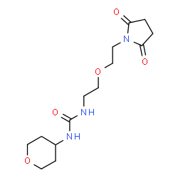 ChemSpider 2D Image | 1-{2-[2-(2,5-Dioxo-1-pyrrolidinyl)ethoxy]ethyl}-3-(tetrahydro-2H-pyran-4-yl)urea | C14H23N3O5