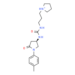 ChemSpider 2D Image | 1-[3-({[(3R)-1-(4-Methylphenyl)-5-oxo-3-pyrrolidinyl]carbamoyl}amino)propyl]pyrrolidinium | C19H29N4O2