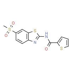 ChemSpider 2D Image | N-(6-methanesulfonyl-1,3-benzothiazol-2-yl)thiophene-2-carboxamide | C13H10N2O3S3