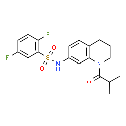 ChemSpider 2D Image | 2,5-Difluoro-N-(1-isobutyryl-1,2,3,4-tetrahydro-7-quinolinyl)benzenesulfonamide | C19H20F2N2O3S