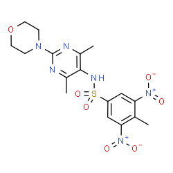 ChemSpider 2D Image | N-[4,6-Dimethyl-2-(4-morpholinyl)-5-pyrimidinyl]-4-methyl-3,5-dinitrobenzenesulfonamide | C17H20N6O7S