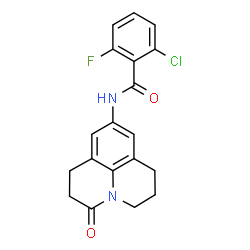 ChemSpider 2D Image | 2-Chloro-6-fluoro-N-(3-oxo-2,3,6,7-tetrahydro-1H,5H-pyrido[3,2,1-ij]quinolin-9-yl)benzamide | C19H16ClFN2O2