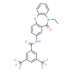 ChemSpider 2D Image | N-(10-Ethyl-11-oxo-10,11-dihydrodibenzo[b,f][1,4]oxazepin-2-yl)-3,5-bis(trifluoromethyl)benzamide | C24H16F6N2O3