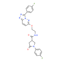 ChemSpider 2D Image | 1-(4-Fluorophenyl)-N-(2-{[3-(4-fluorophenyl)[1,2,4]triazolo[4,3-b]pyridazin-6-yl]oxy}ethyl)-5-oxo-3-pyrrolidinecarboxamide | C24H20F2N6O3
