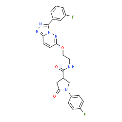 ChemSpider 2D Image | 1-(4-Fluorophenyl)-N-(2-{[3-(3-fluorophenyl)[1,2,4]triazolo[4,3-b]pyridazin-6-yl]oxy}ethyl)-5-oxo-3-pyrrolidinecarboxamide | C24H20F2N6O3