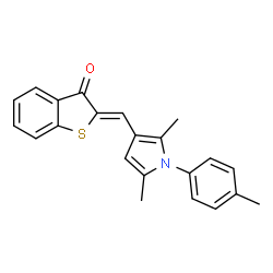 ChemSpider 2D Image | (2Z)-2-{[2,5-Dimethyl-1-(4-methylphenyl)-1H-pyrrol-3-yl]methylene}-1-benzothiophen-3(2H)-one | C22H19NOS