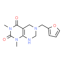 ChemSpider 2D Image | 1H-Pyrimido[4,5-d]pyrimidine-2,4-dione, 6-furan-2-ylmethyl-1,3-dimethyl-5,6,7,8-tetrahydro- | C13H16N4O3