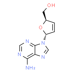 ChemSpider 2D Image | [(2R,5R)-5-(6-Amino-9H-purin-9-yl)-2,5-dihydro-2-furanyl]methanol | C10H11N5O2