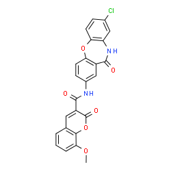 ChemSpider 2D Image | N-(8-Chloro-11-oxo-10,11-dihydrodibenzo[b,f][1,4]oxazepin-2-yl)-8-methoxy-2-oxo-2H-chromene-3-carboxamide | C24H15ClN2O6