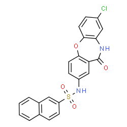 ChemSpider 2D Image | N-(8-Chloro-11-oxo-10,11-dihydrodibenzo[b,f][1,4]oxazepin-2-yl)-2-naphthalenesulfonamide | C23H15ClN2O4S