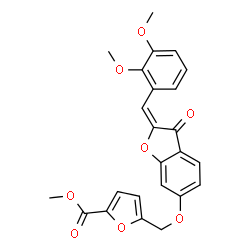 ChemSpider 2D Image | Methyl 5-({[(2E)-2-(2,3-dimethoxybenzylidene)-3-oxo-2,3-dihydro-1-benzofuran-6-yl]oxy}methyl)-2-furoate | C24H20O8