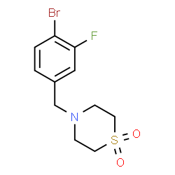 ChemSpider 2D Image | 4-(4-Bromo-3-fluorobenzyl)thiomorpholine 1,1-dioxide | C11H13BrFNO2S