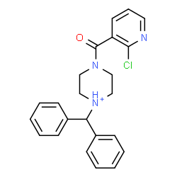 ChemSpider 2D Image | 4-[(2-Chloro-3-pyridinyl)carbonyl]-1-(diphenylmethyl)piperazin-1-ium | C23H23ClN3O