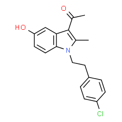 ChemSpider 2D Image | 1-{1-[2-(4-Chlorophenyl)ethyl]-5-hydroxy-2-methyl-1H-indol-3-yl}ethanone | C19H18ClNO2