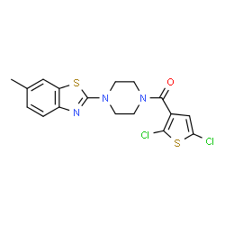 ChemSpider 2D Image | (2,5-Dichloro-3-thienyl)[4-(6-methyl-1,3-benzothiazol-2-yl)-1-piperazinyl]methanone | C17H15Cl2N3OS2