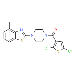 ChemSpider 2D Image | (2,5-Dichloro-3-thienyl)[4-(4-methyl-1,3-benzothiazol-2-yl)-1-piperazinyl]methanone | C17H15Cl2N3OS2