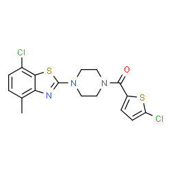 ChemSpider 2D Image | [4-(7-Chloro-4-methyl-1,3-benzothiazol-2-yl)-1-piperazinyl](5-chloro-2-thienyl)methanone | C17H15Cl2N3OS2