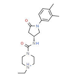 ChemSpider 2D Image | 4-{[(3R)-1-(3,4-Dimethylphenyl)-5-oxo-3-pyrrolidinyl]carbamoyl}-1-ethylpiperazin-1-ium | C19H29N4O2