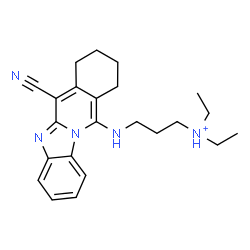 ChemSpider 2D Image | 3-[(6-Cyano-7,8,9,10-tetrahydrobenzimidazo[1,2-b]isoquinolin-11-yl)amino]-N,N-diethyl-1-propanaminium | C23H30N5