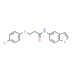 ChemSpider 2D Image | N-(1-Benzothiophen-5-yl)-3-[(4-chlorophenyl)sulfanyl]propanamide | C17H14ClNOS2