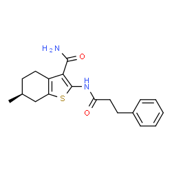 ChemSpider 2D Image | (6S)-6-Methyl-2-[(3-phenylpropanoyl)amino]-4,5,6,7-tetrahydro-1-benzothiophene-3-carboxamide | C19H22N2O2S