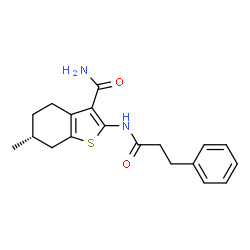 ChemSpider 2D Image | (6R)-6-Methyl-2-[(3-phenylpropanoyl)amino]-4,5,6,7-tetrahydro-1-benzothiophene-3-carboxamide | C19H22N2O2S