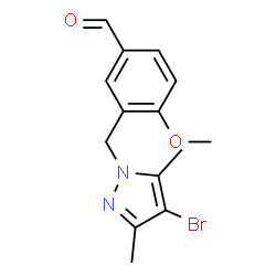 ChemSpider 2D Image | 3-[(4-bromo-3,5-dimethylpyrazol-1-yl)methyl]-4-methoxybenzaldehyde | C14H15BrN2O2