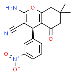 ChemSpider 2D Image | (4S)-2-Amino-7,7-dimethyl-4-(3-nitrophenyl)-5-oxo-5,6,7,8-tetrahydro-4H-chromene-3-carbonitrile | C18H17N3O4
