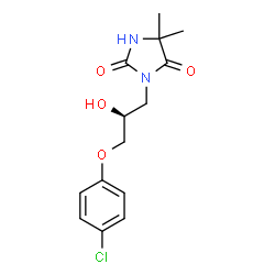 ChemSpider 2D Image | 3-[(2S)-3-(4-Chlorophenoxy)-2-hydroxypropyl]-5,5-dimethyl-2,4-imidazolidinedione | C14H17ClN2O4