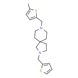 ChemSpider 2D Image | 8-[(5-Methyl-2-thienyl)methyl]-2-(2-thienylmethyl)-2,8-diazaspiro[4.5]decane | C19H26N2S2