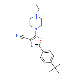 ChemSpider 2D Image | 4-{4-Cyano-2-[4-(2-methyl-2-propanyl)phenyl]-1,3-oxazol-5-yl}-1-ethylpiperazin-1-ium | C20H27N4O