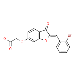 ChemSpider 2D Image | {[(2Z)-2-(2-Bromobenzylidene)-3-oxo-2,3-dihydro-1-benzofuran-6-yl]oxy}acetate | C17H10BrO5