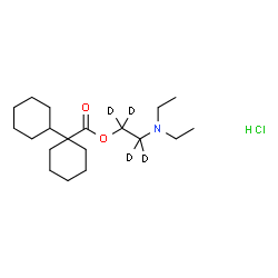 ChemSpider 2D Image | 2-(Diethylamino)(~2~H_4_)ethyl 1,1'-bi(cyclohexyl)-1-carboxylate hydrochloride (1:1) | C19H32D4ClNO2