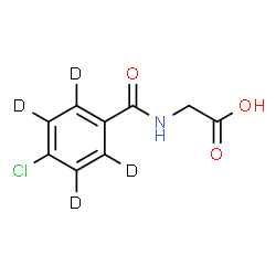 ChemSpider 2D Image | N-{[4-Chloro(~2~H_4_)phenyl]carbonyl}glycine | C9H4D4ClNO3
