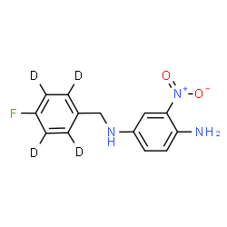 ChemSpider 2D Image | N~4~-{[4-Fluoro(~2~H_4_)phenyl]methyl}-2-nitro-1,4-benzenediamine | C13H8D4FN3O2