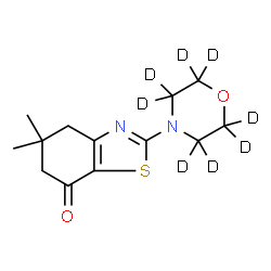 ChemSpider 2D Image | 5,5-Dimethyl-2-[(~2~H_8_)-4-morpholinyl]-5,6-dihydro-1,3-benzothiazol-7(4H)-one | C13H10D8N2O2S