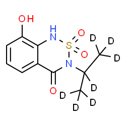 ChemSpider 2D Image | 8-Hydroxy-3-[(~2~H_7_)-2-propanyl]-1H-2,1,3-benzothiadiazin-4(3H)-one 2,2-dioxide | C10H5D7N2O4S