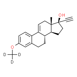 ChemSpider 2D Image | (17alpha)-3-[(~2~H_3_)Methyloxy]-19-norpregna-1(10),2,4,9(11)-tetraen-20-yn-17-ol | C21H21D3O2