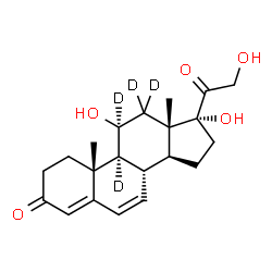 ChemSpider 2D Image | (11beta)-11,17,21-Trihydroxy(9,11,12,12-~2~H_4_)pregna-4,6-diene-3,20-dione | C21H24D4O5