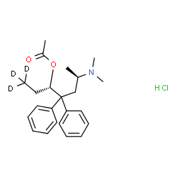 ChemSpider 2D Image | (3S,6R)-6-(Dimethylamino)-4,4-diphenyl(1,1,1-~2~H_3_)-3-heptanyl acetate hydrochloride (1:1) | C23H29D3ClNO2